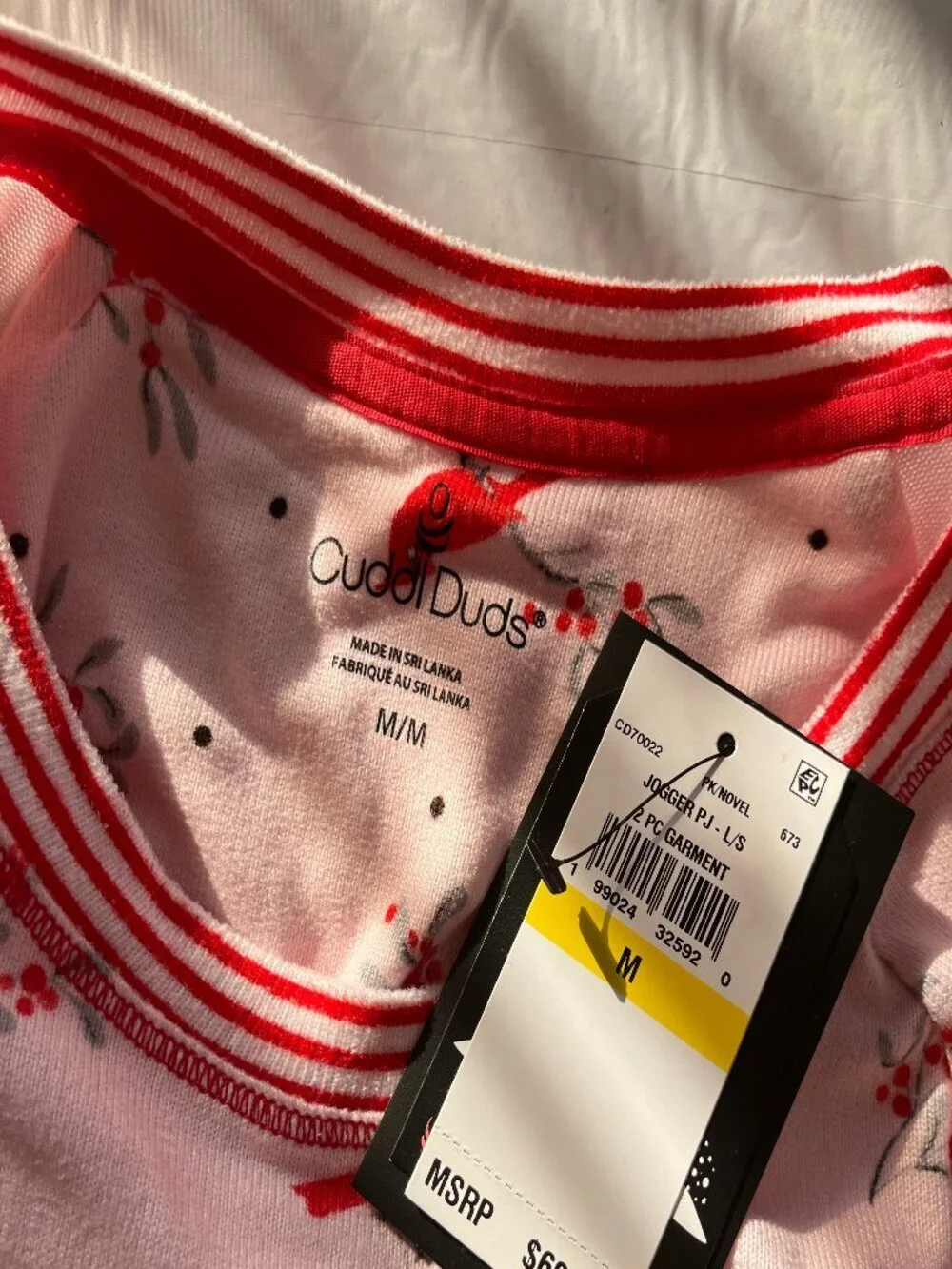 Title: NEW Cuddl Duds 2 Pc Pajama Set Cardinal Print Pink